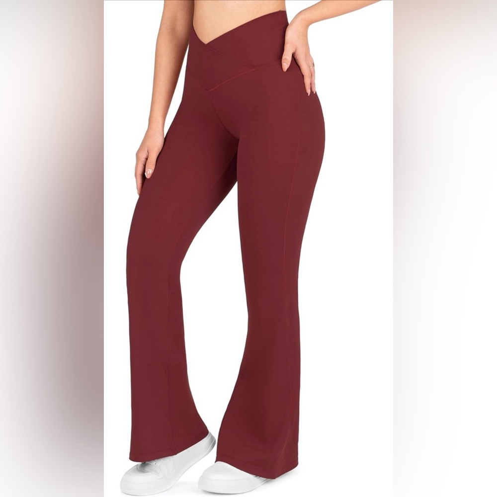Nirlon Rio Red Flare Leggings Medium High Waist Yoga Pants